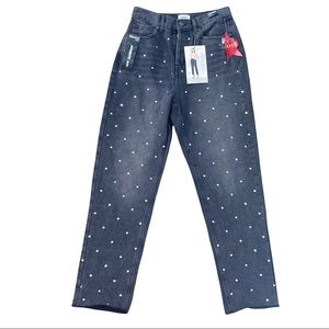 NWT Simple Society Buttonfly sequin super high rise jeans 3/26